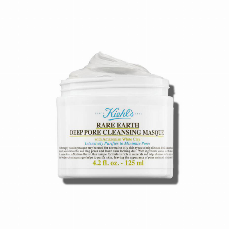 Hình ảnh minh họa các thành phần chính như đất sét trắng Amazonian, lô hội trong mặt nạ đất sét Kiehl's